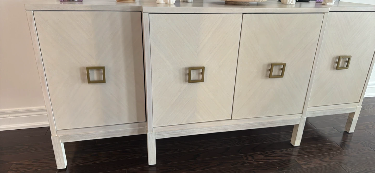 Light Wood Accent Cabinet with Brass Hardware - photo 3
