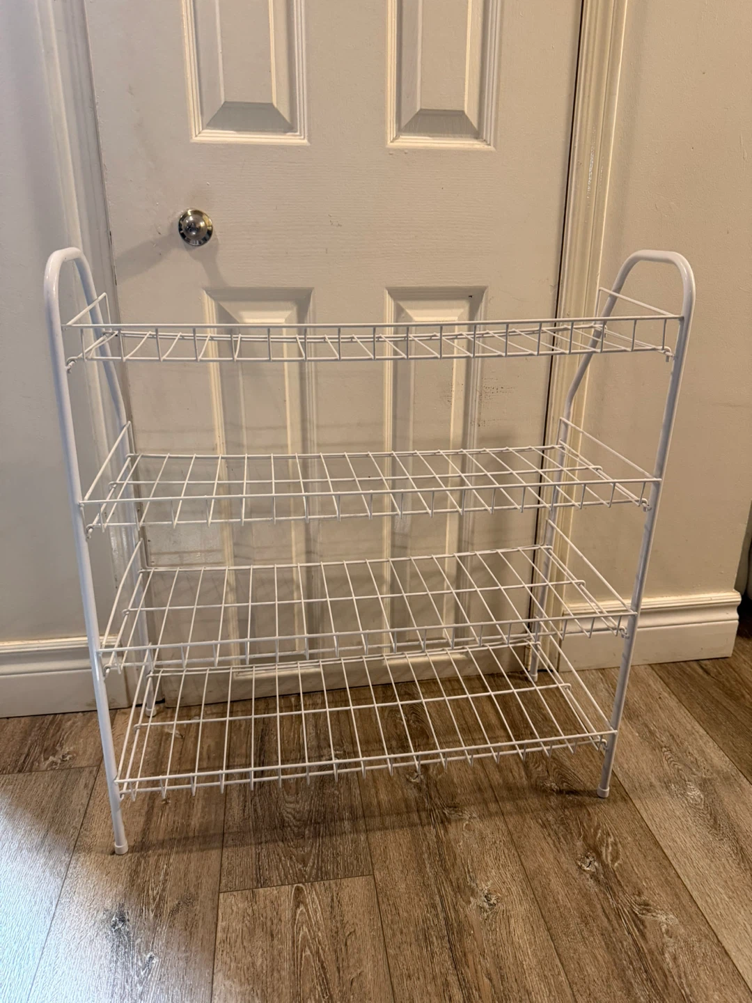 White 4-Tier Wire Shoe Rack - photo 4