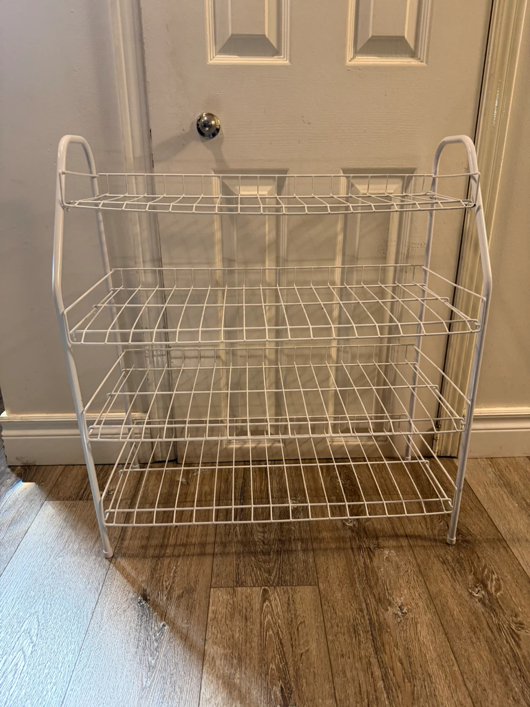 White 4-Tier Wire Shoe Rack