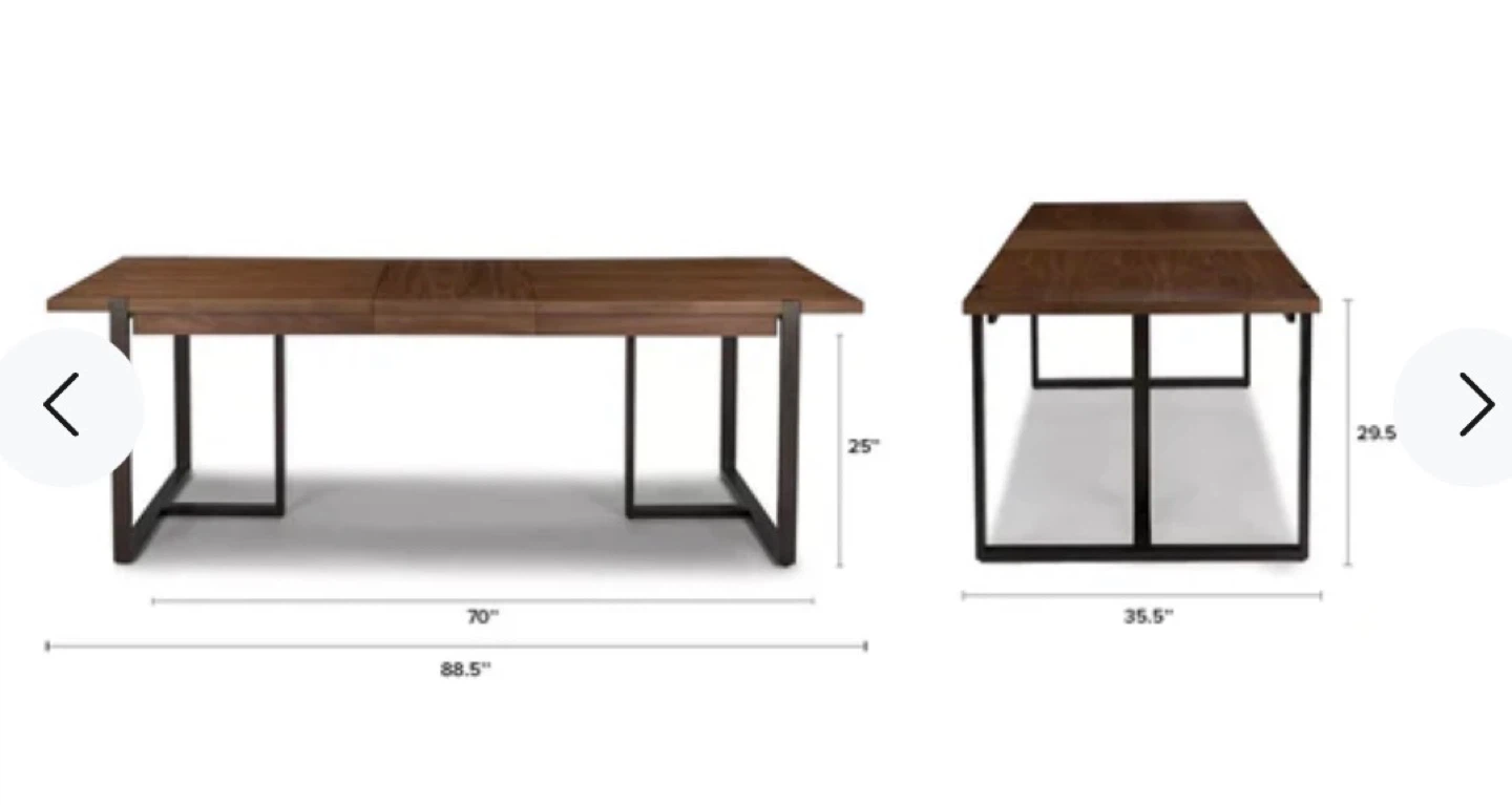 Extendable Dining Table - Dark Wood with Black Metal Base - photo 4