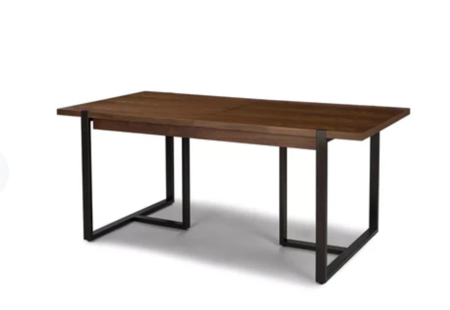 Extendable Dining Table - Dark Wood with Black Metal Base - photo 3