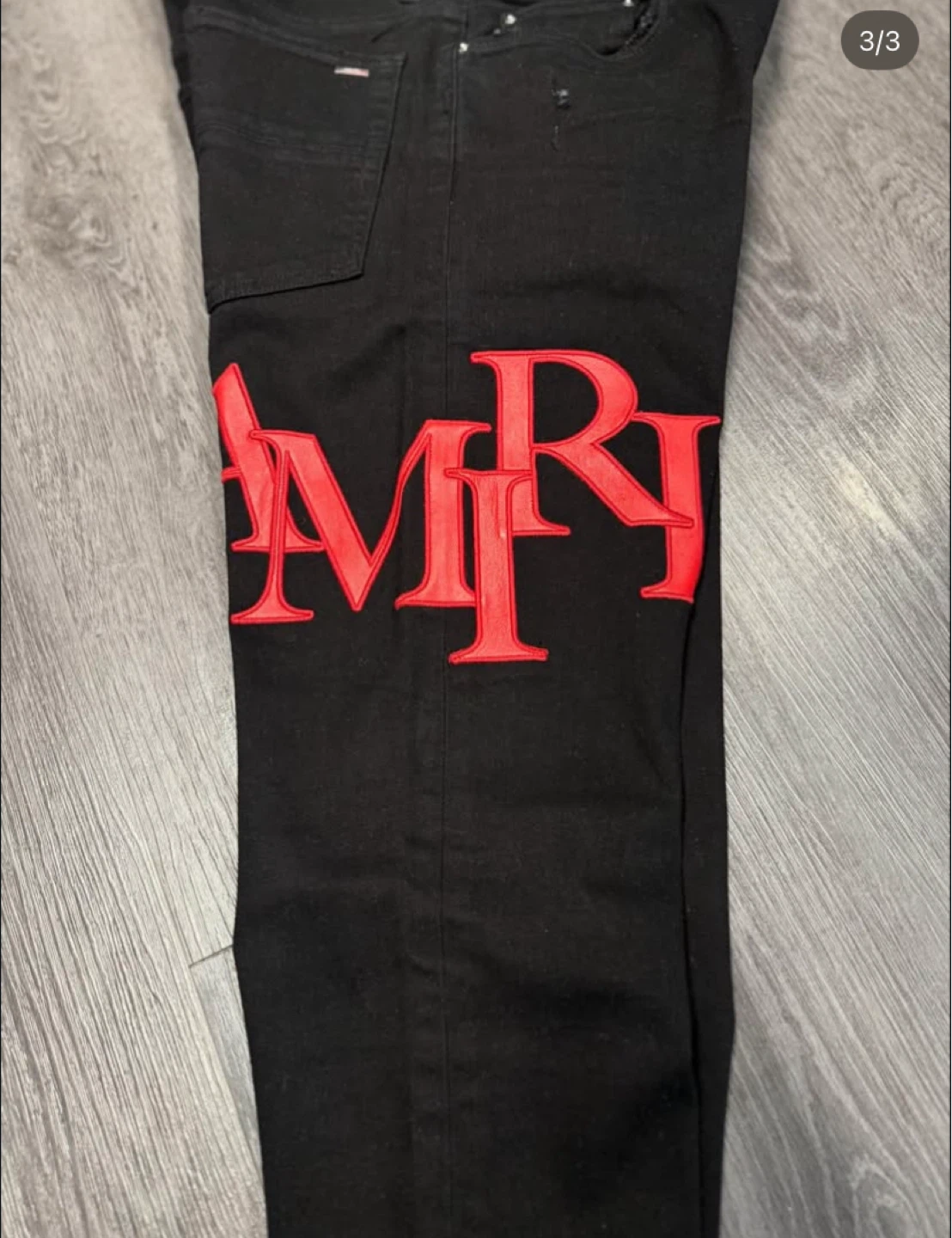 AMIRI Black Jeans with Red Logo