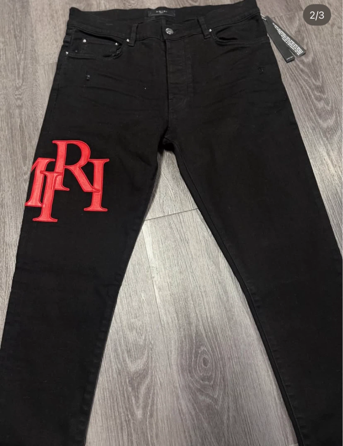 AMIRI Black Jeans with Red Logo - photo 2