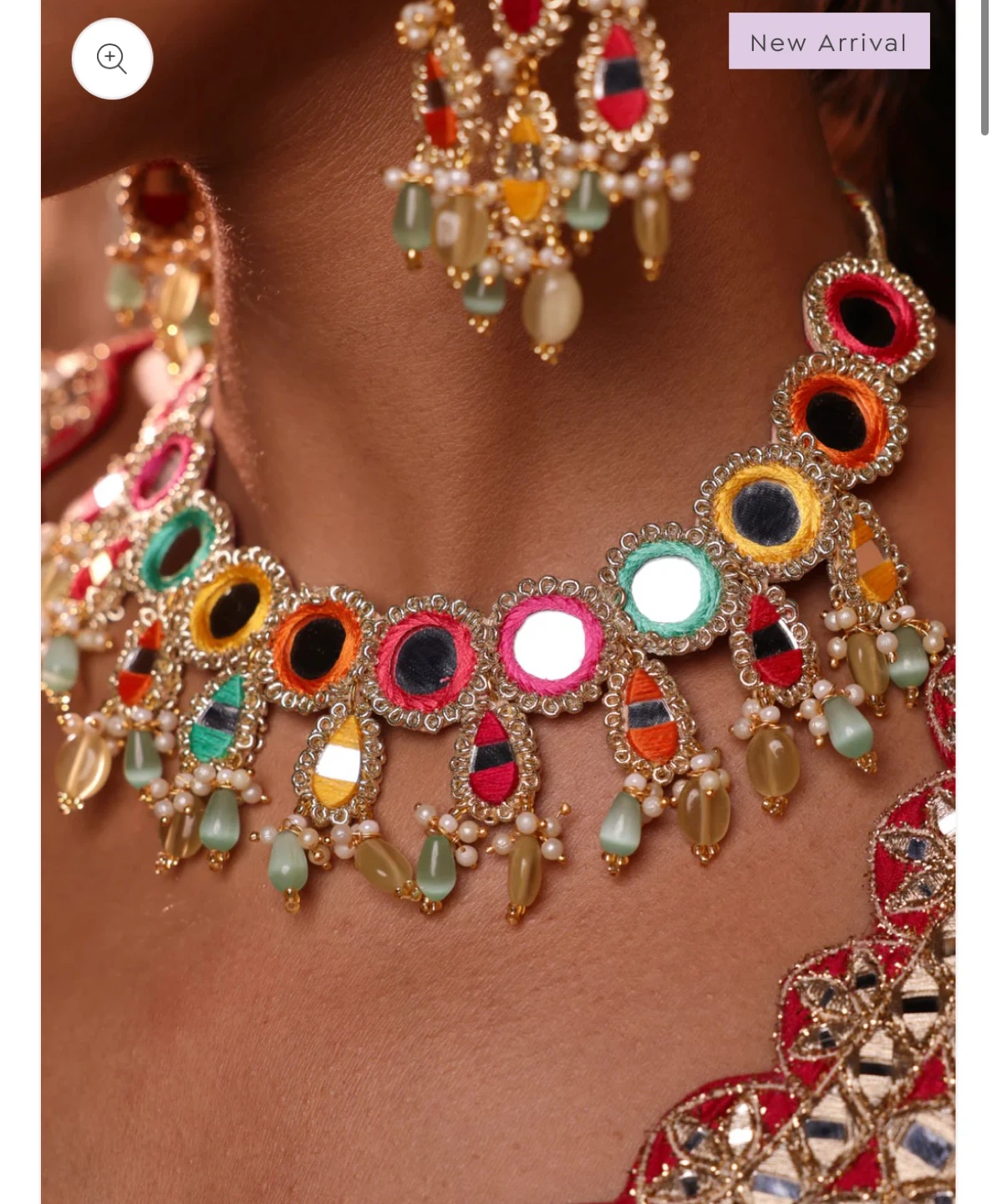 Indian jewelry set -  Multi-Coloured & Mirrored