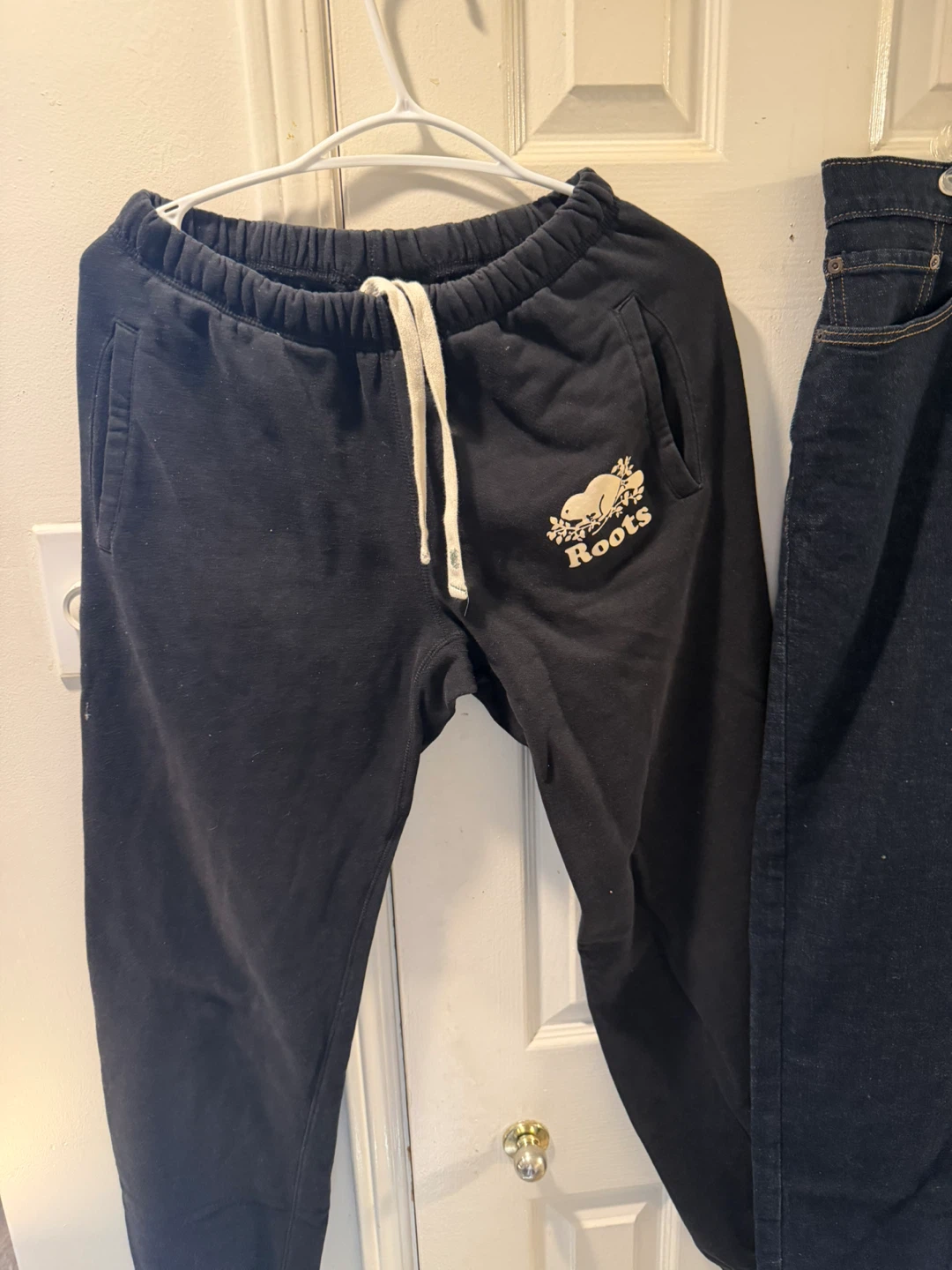 Roots Black Sweatpants and Blue Denim Jeans - photo 2