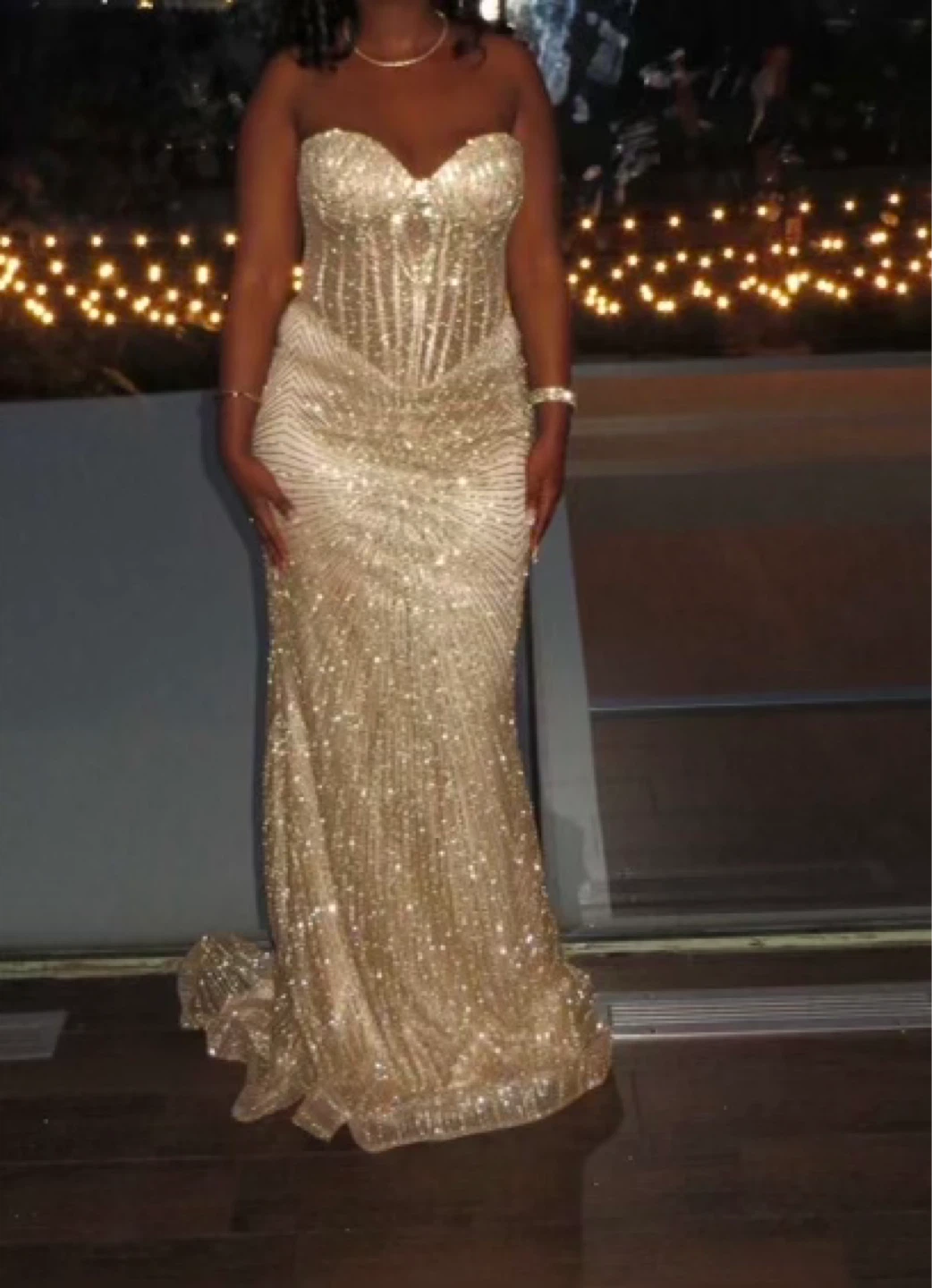 Sparkly Gold Strapless Gown