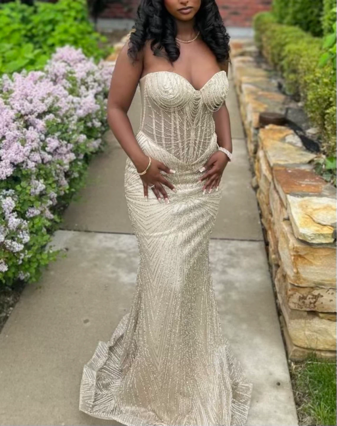 Sparkly Gold Strapless Gown - photo 2