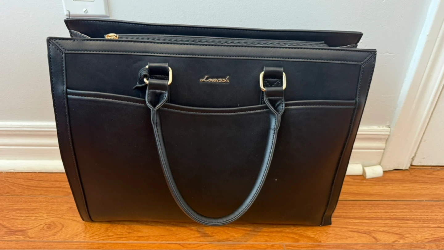 Lalash Black Faux Leather Tote Bag