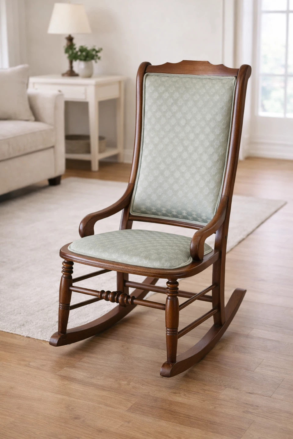 Wooden Rocking Chair with Padded Seat and Back