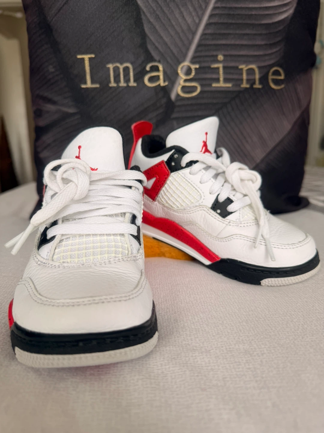 Jordan 4 Retro TD White Red Black Toddler Shoes