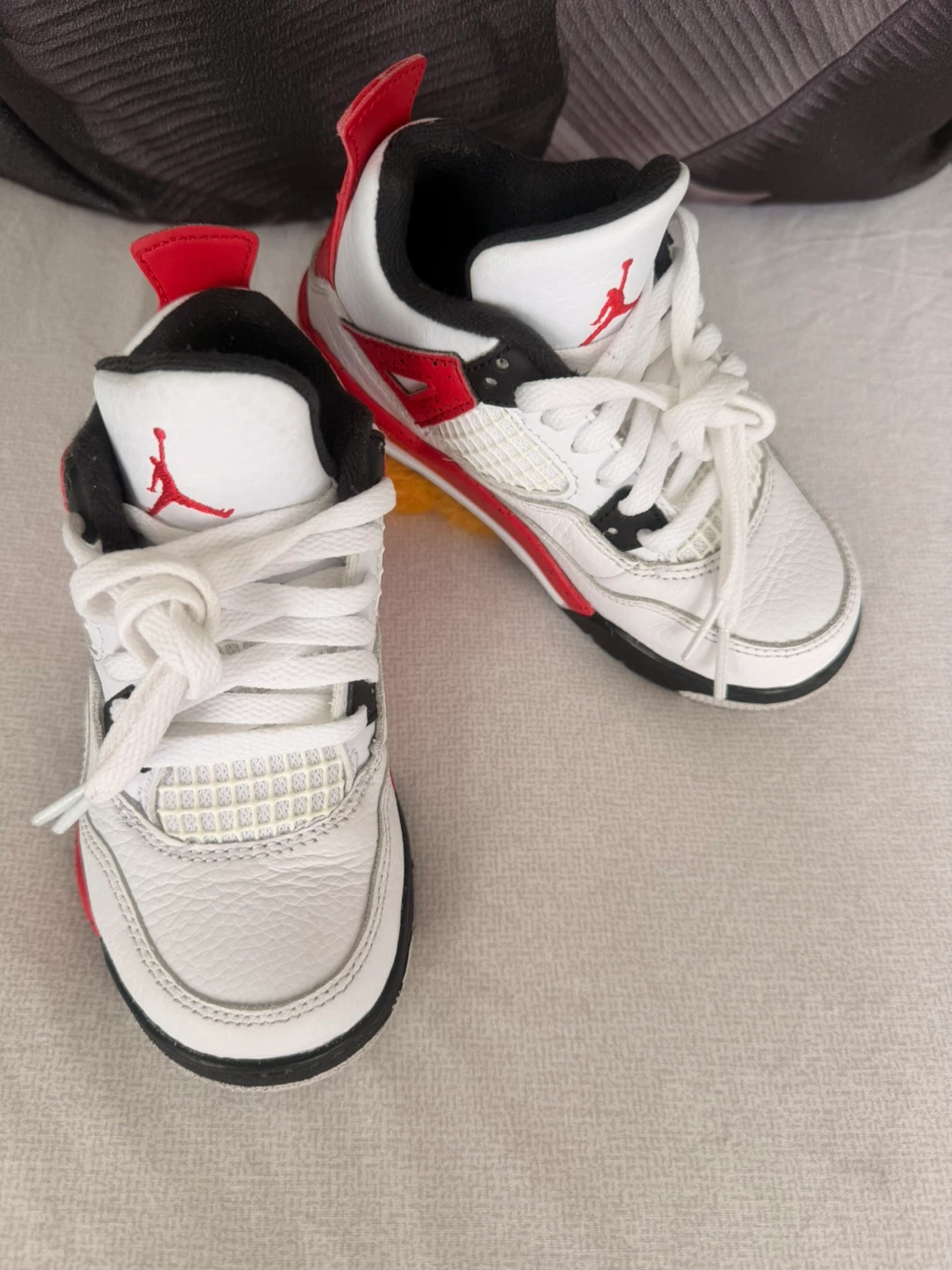 Jordan 4 Retro TD White Red Black Toddler Shoes - photo 3