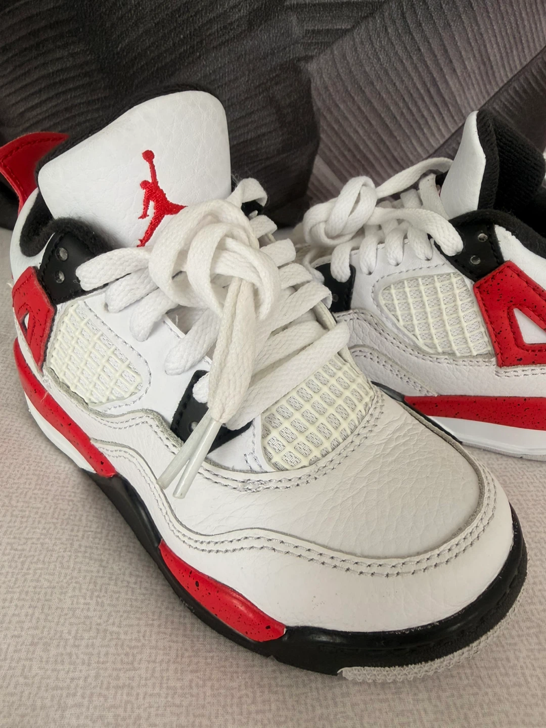 Jordan 4 Retro TD White Red Black Toddler Shoes - photo 2