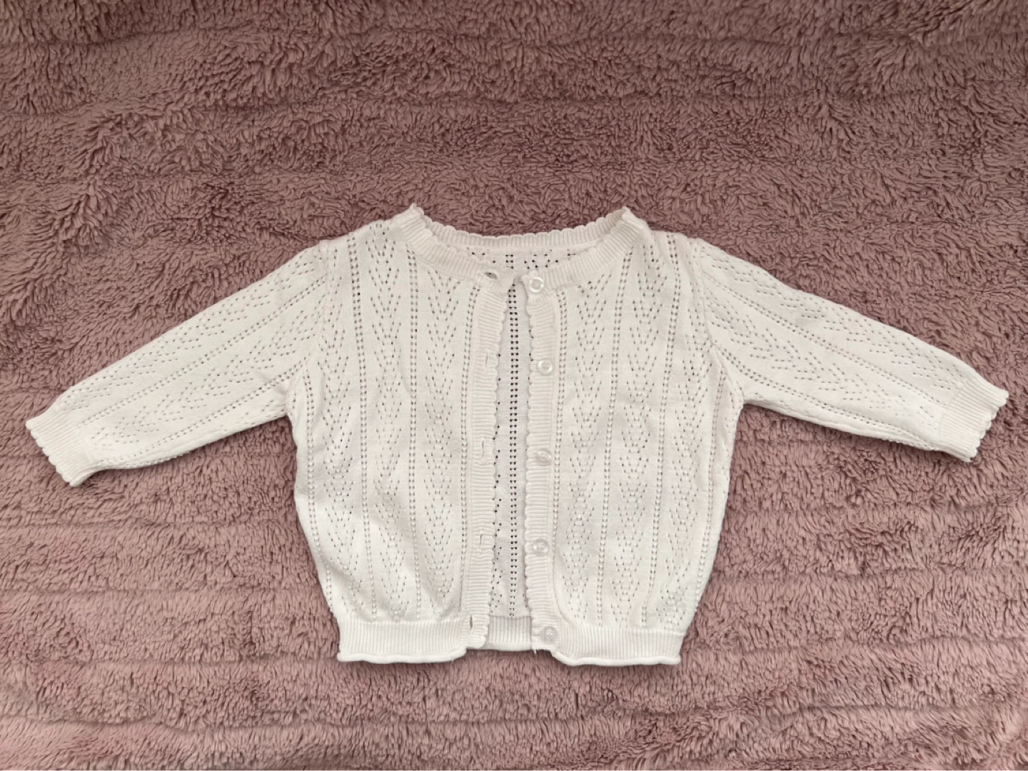 White knit baby cardigan size 80