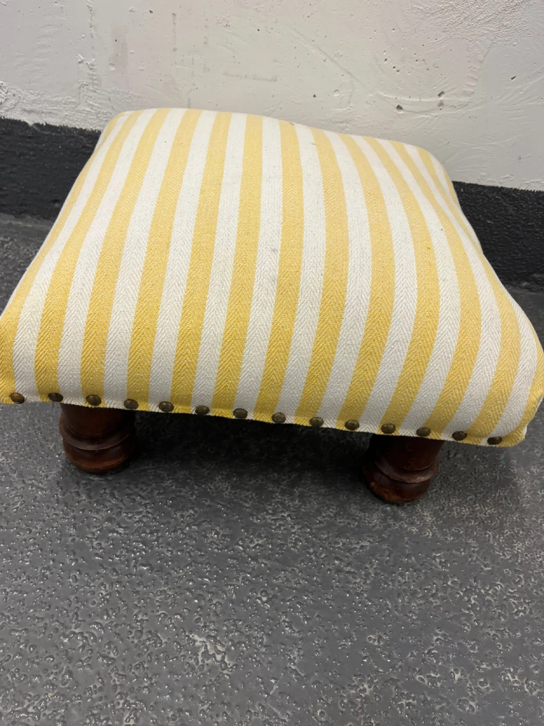 Striped Footstool Ottoman - photo 2