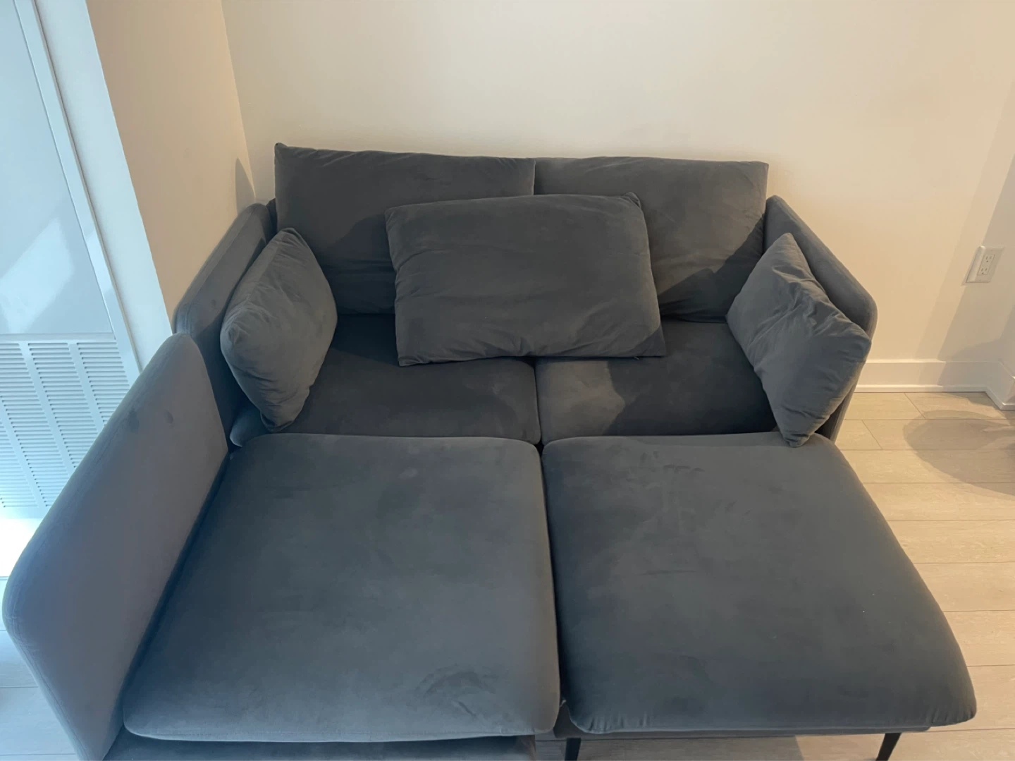 Dark Gray Velvet Sectional Sofa - photo 3