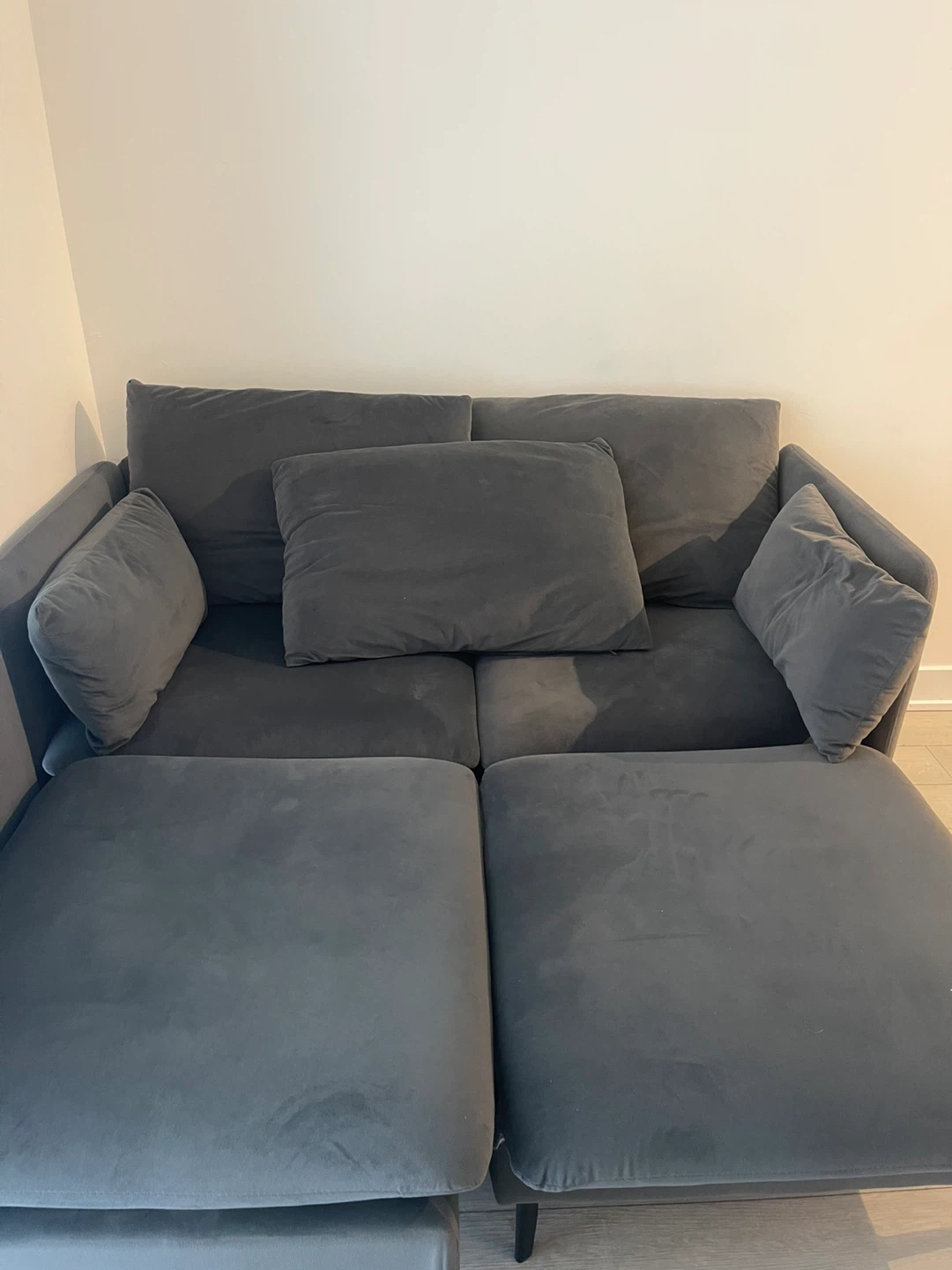 Dark Gray Velvet Sectional Sofa - photo 4