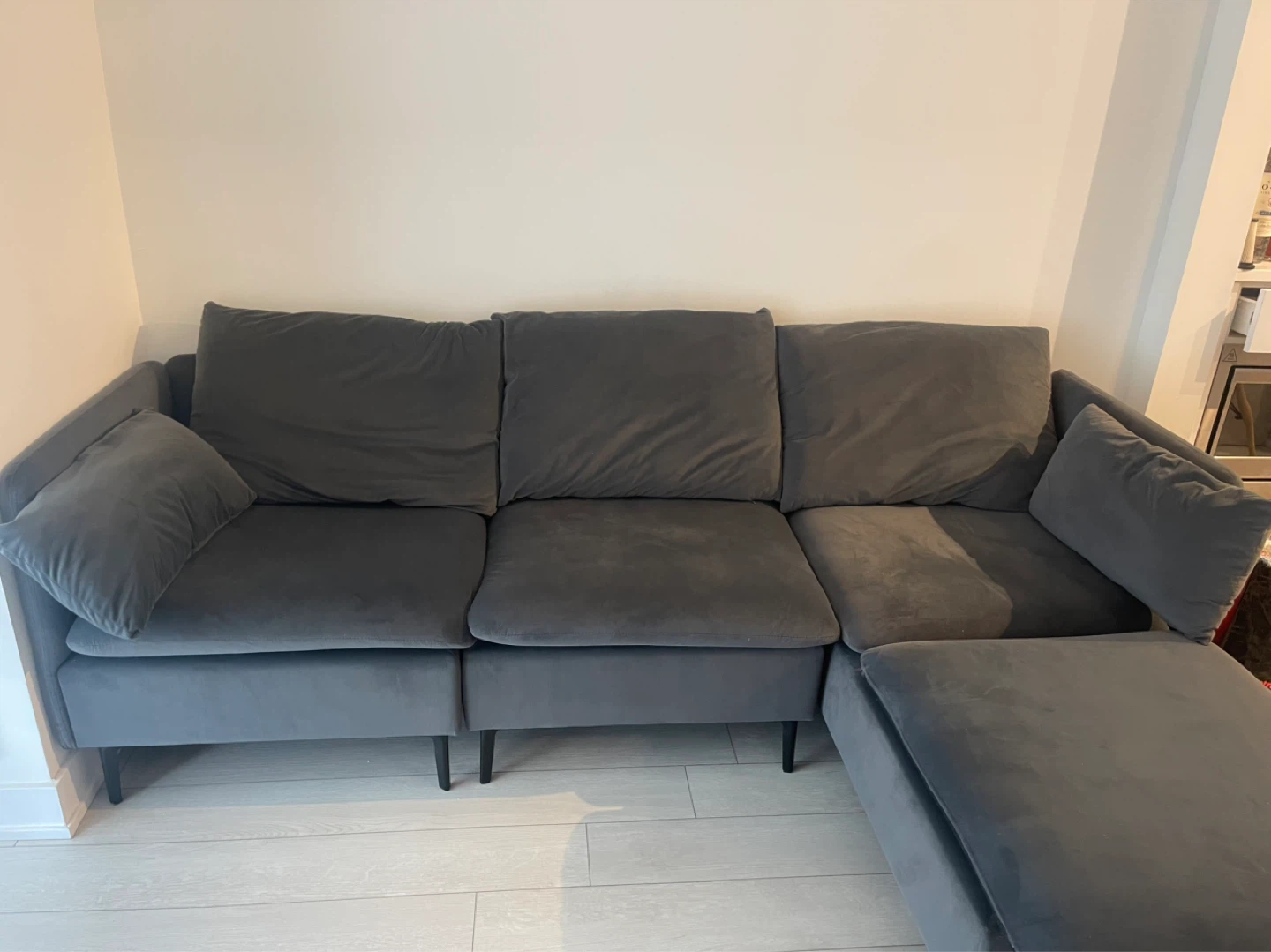 Dark Gray Velvet Sectional Sofa