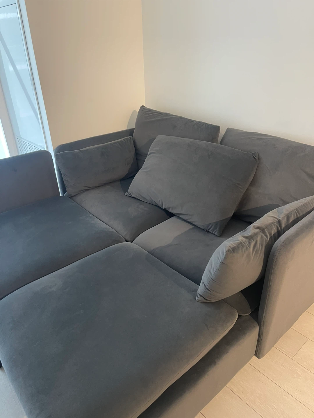 Dark Gray Velvet Sectional Sofa - photo 5