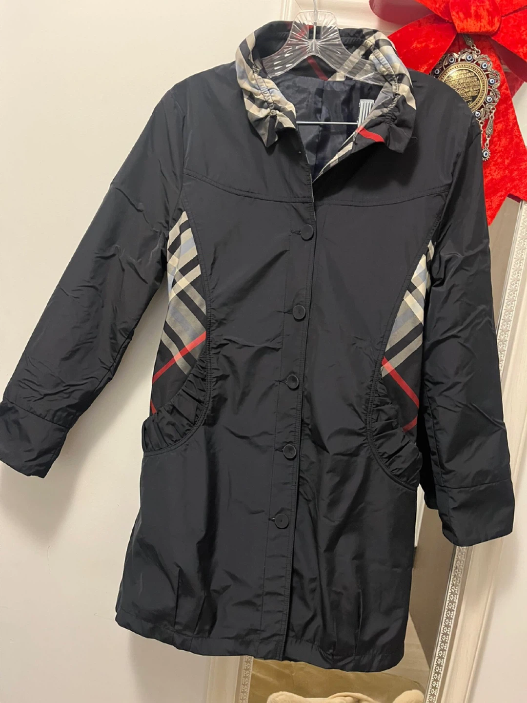 Black Trench Coat (Raincoat) – Burberry Style – Women’s Small