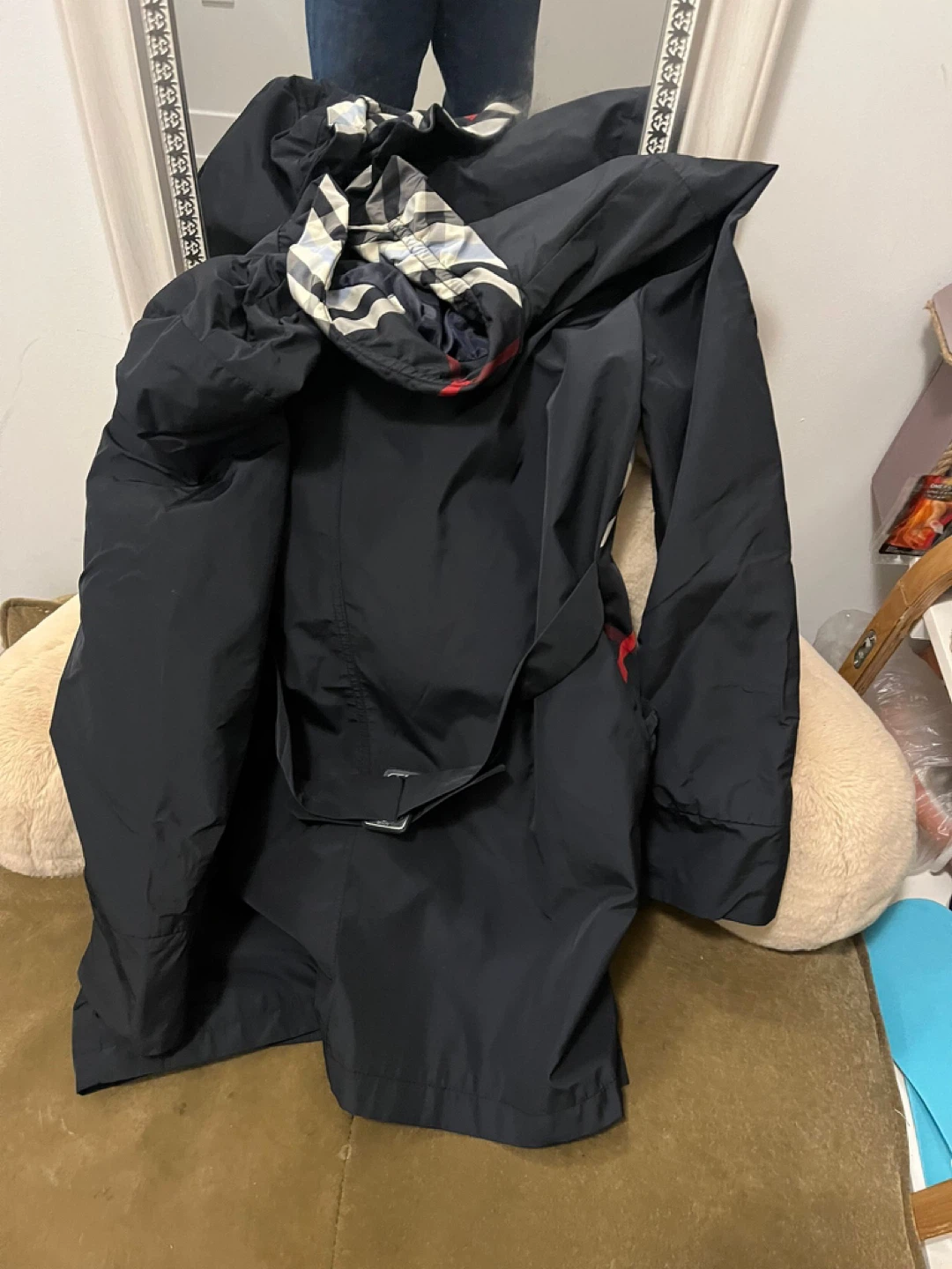Black Trench Coat (Raincoat) – Burberry Style – Women’s Small - photo 5