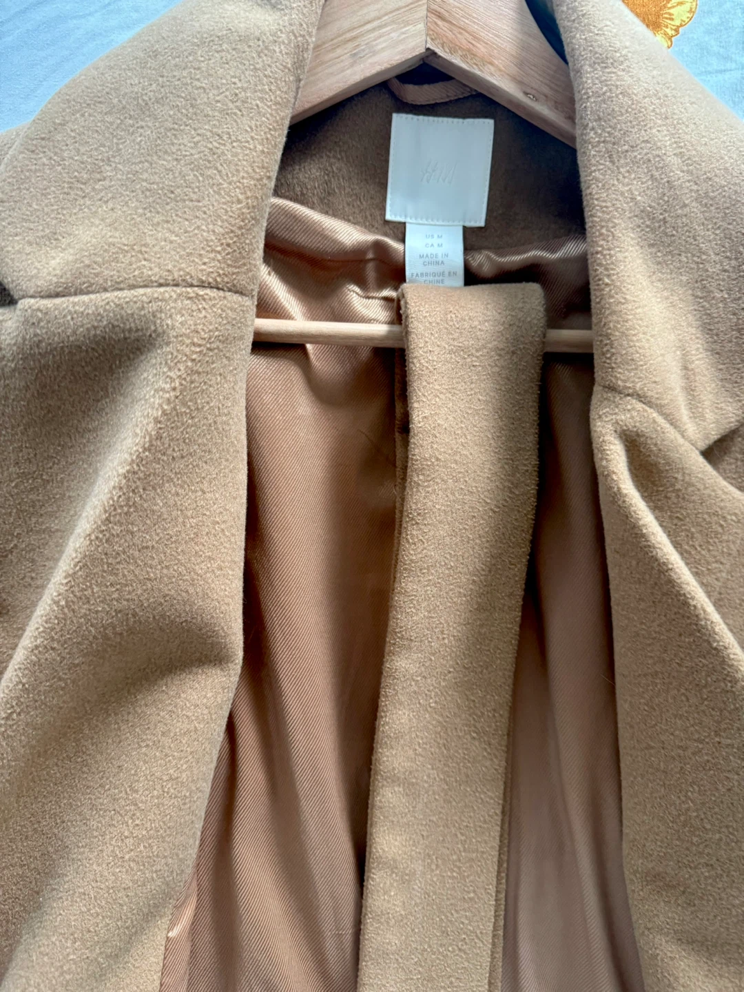 H&M Camel Coloured Wool Blend Long Coat - Size M - photo 2