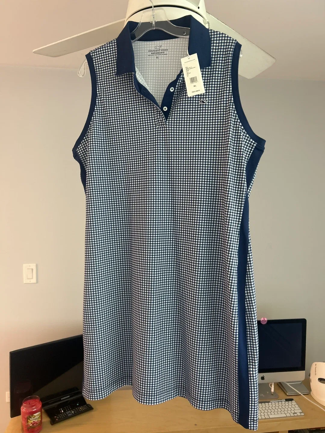 Vineyard Vines Gingham Sleeveless Polo Dress XL