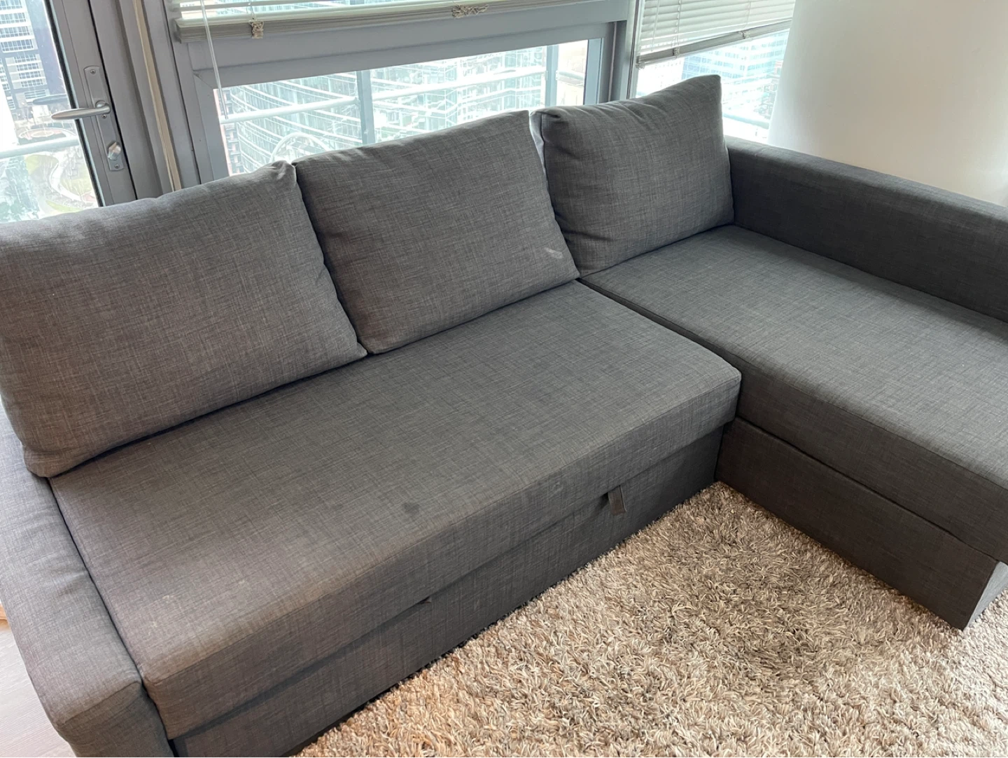 IKEA FRIHETEN Sleeper Sectional Sofa - Light Gray