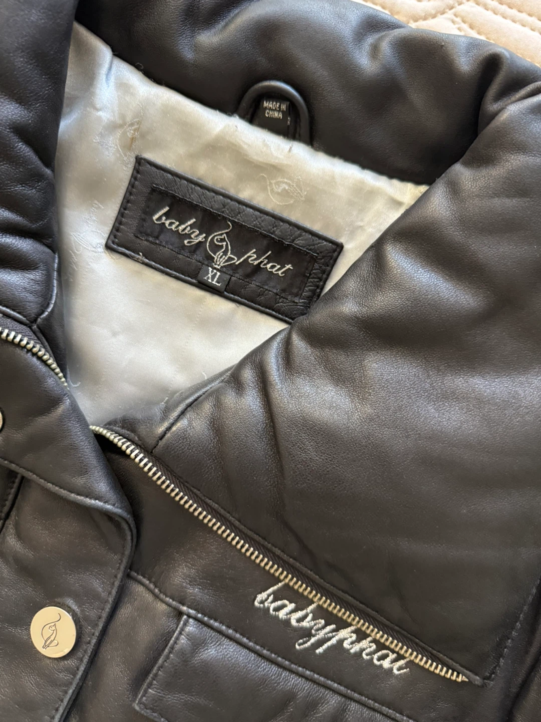 Baby Phat Black Puffer Leather Jacket XL - photo 3