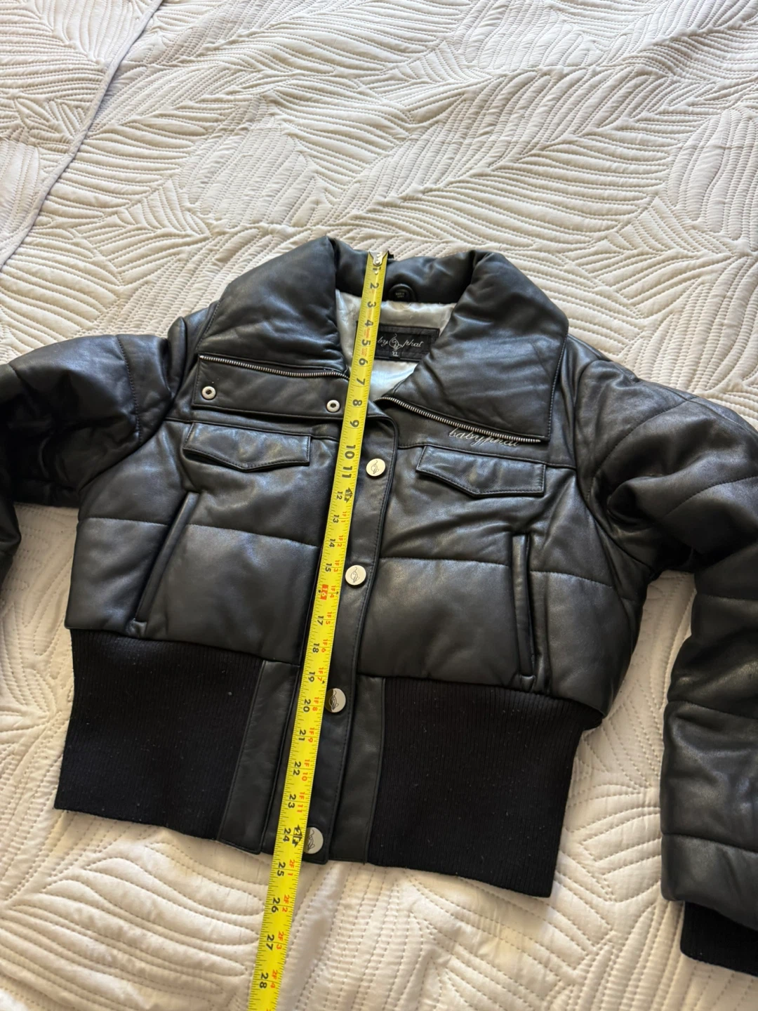Baby Phat Black Puffer Leather Jacket XL - photo 5