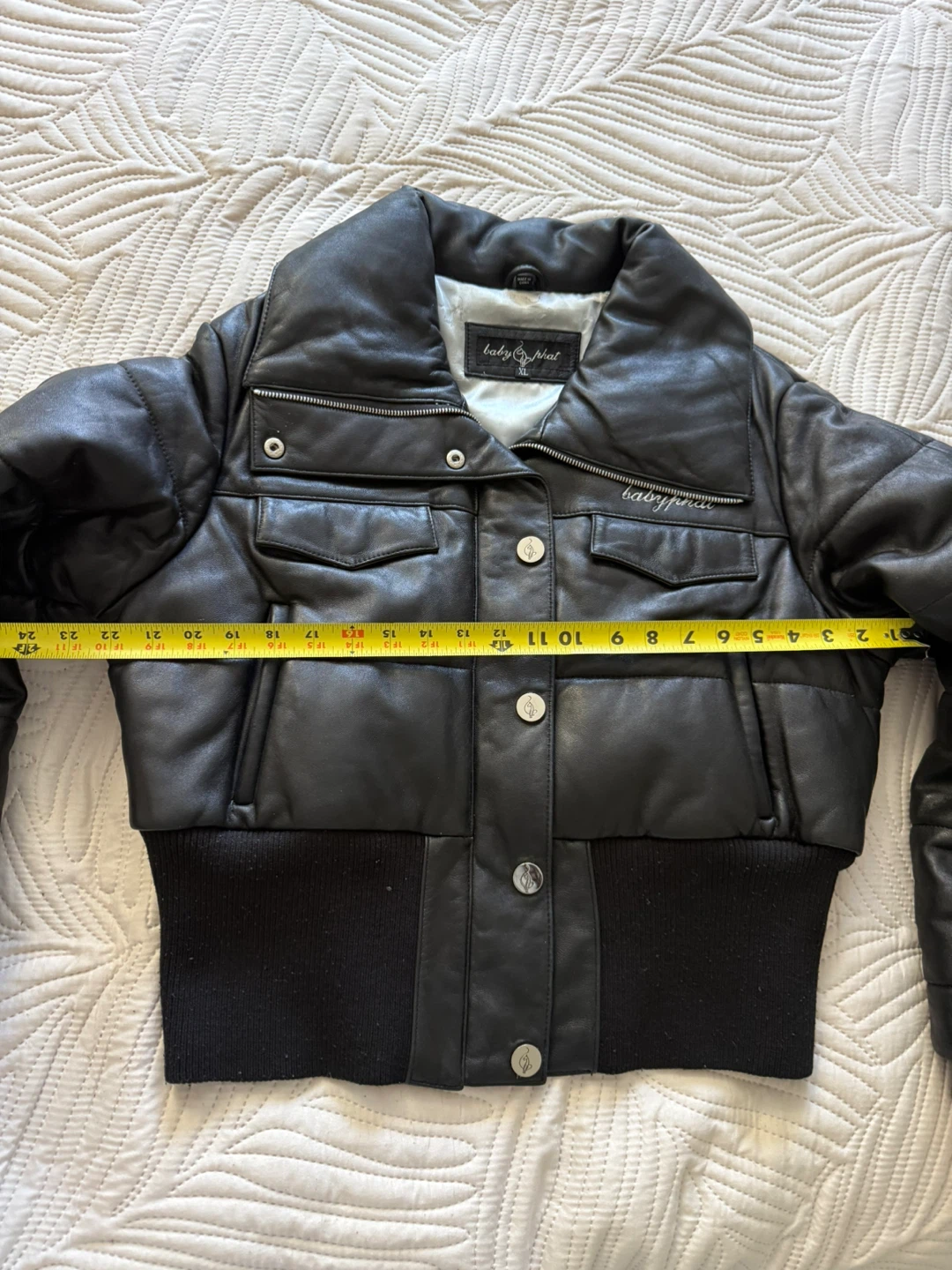 Baby Phat Black Puffer Leather Jacket XL - photo 4