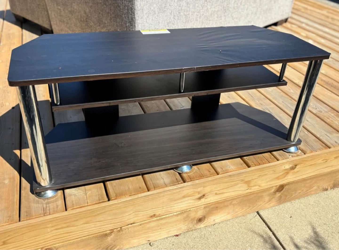 Dark Wood TV Stand with Silver Legs