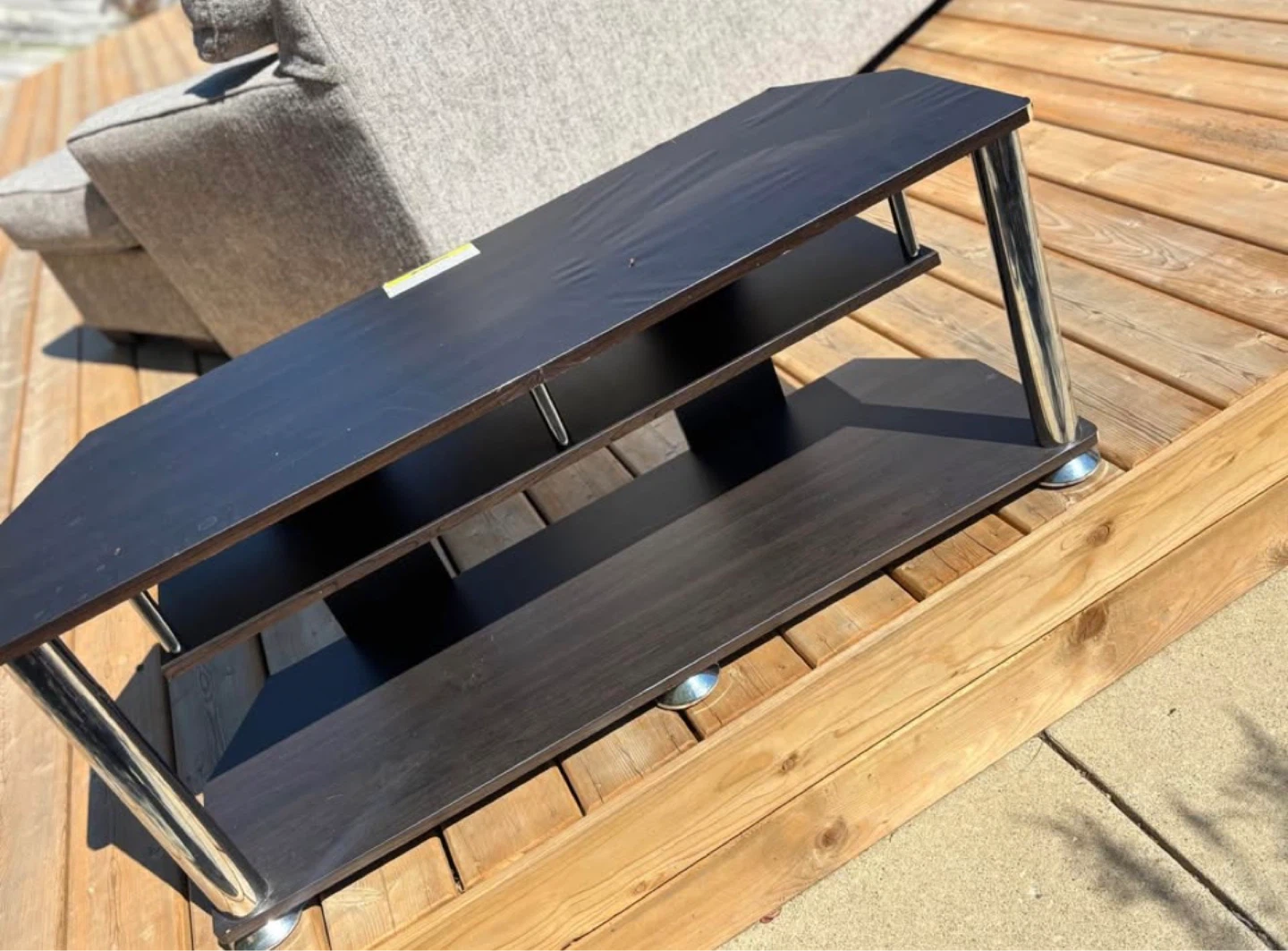 Dark Wood TV Stand with Silver Legs - photo 2