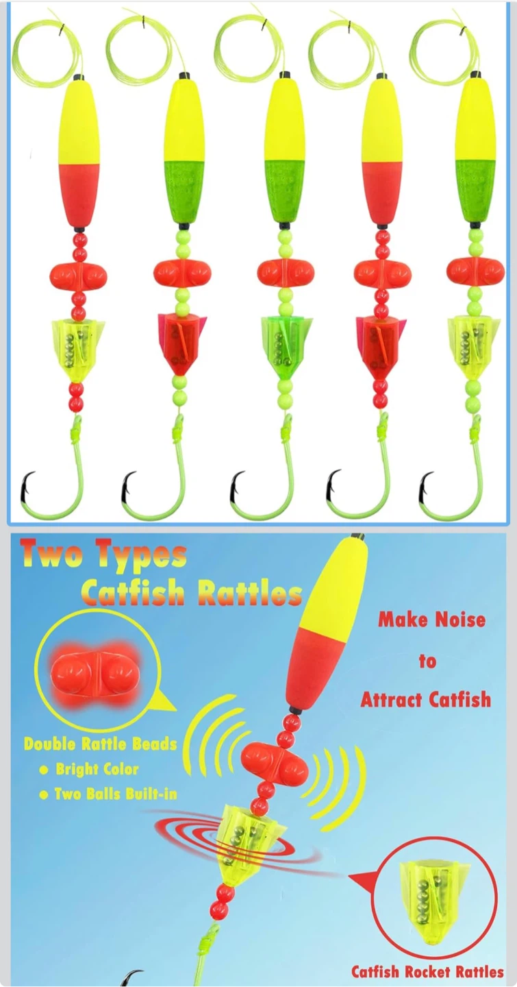 Skipaelf 5 Pack Catfish Rigs 10/0 Hook 50LB Line Fishing Tackles