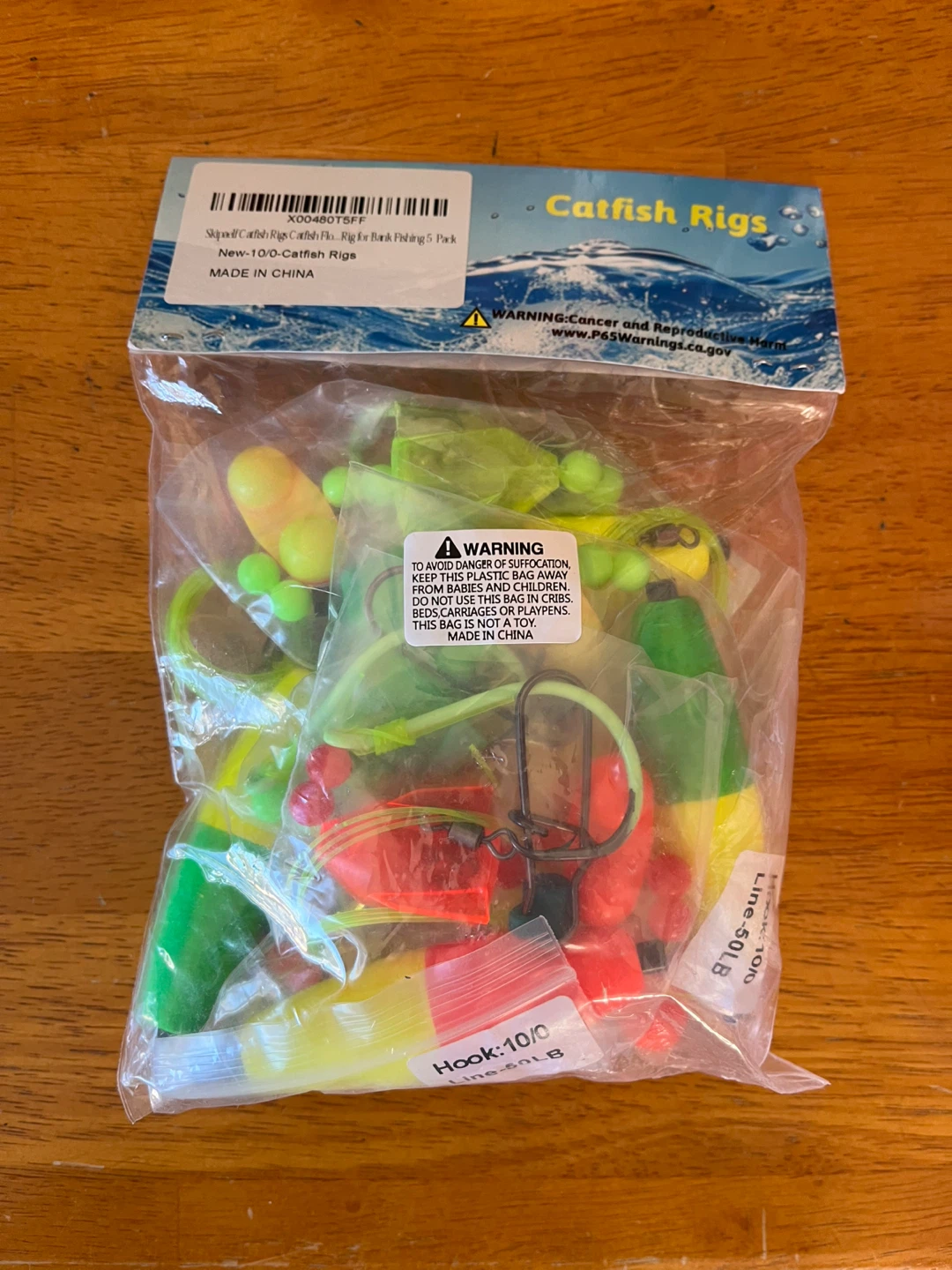 Skipaelf 5 Pack Catfish Rigs 10/0 Hook 50LB Line Fishing Tackles - photo 4