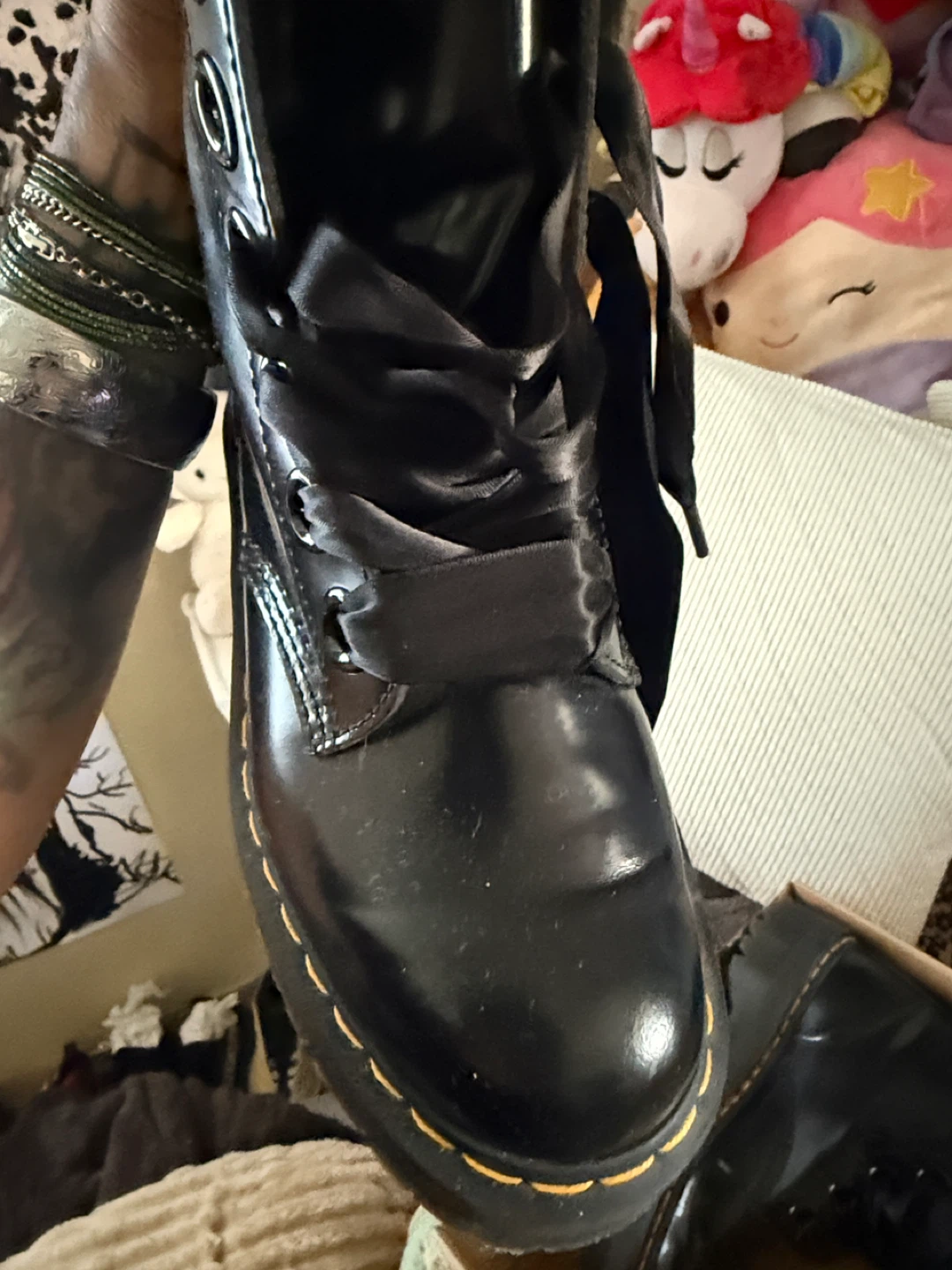 Dr. Martens Black Patent Leather Platform Boots