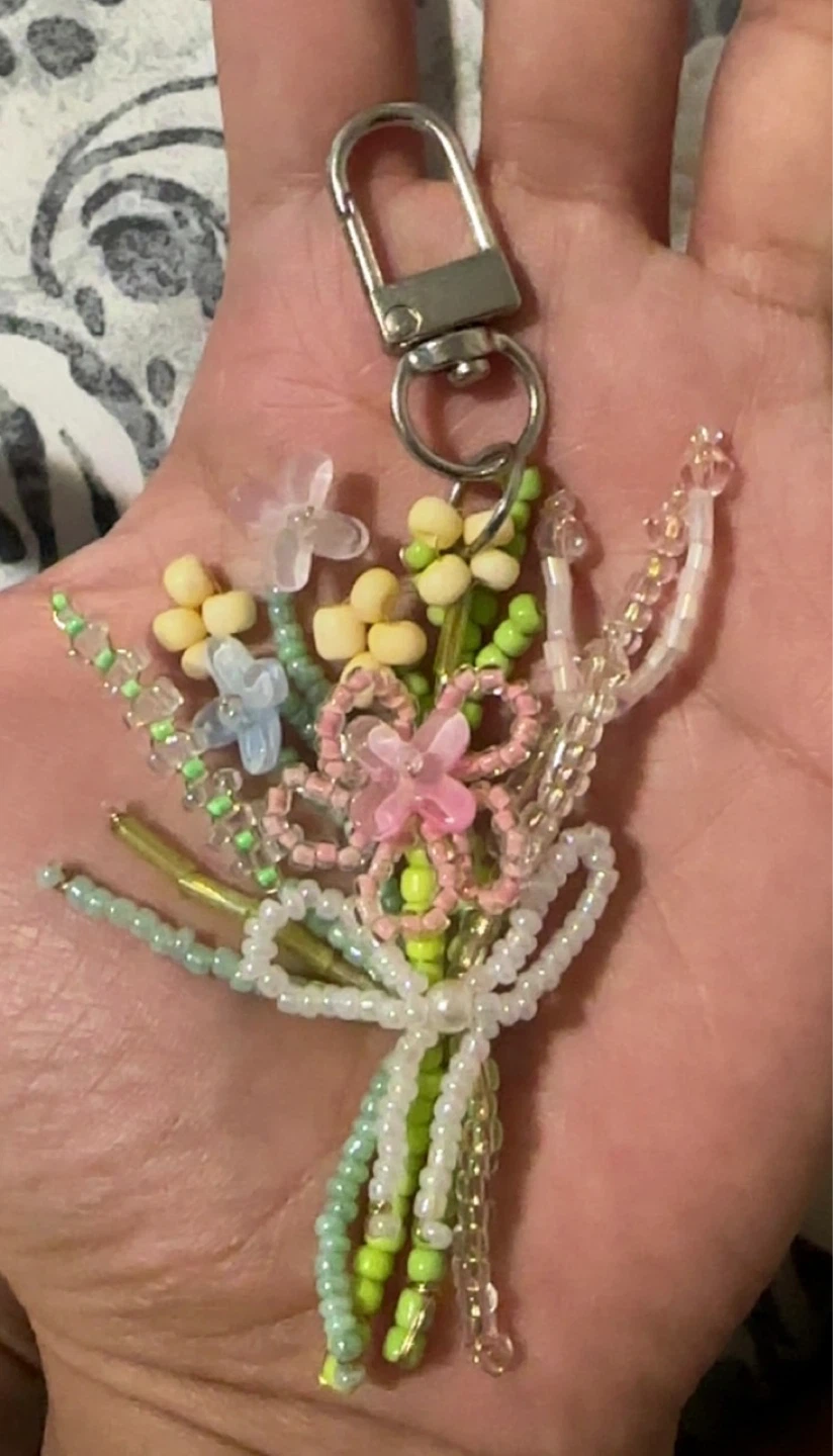 Beaded Flower Bouquet Keychain