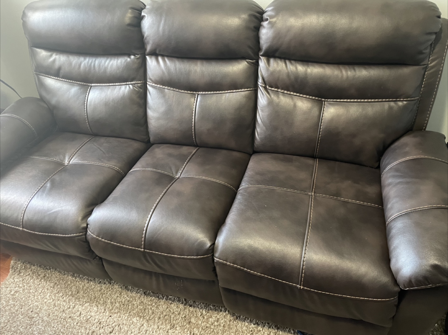 Dark Brown Faux Leather 3-Seater Reclining Sofa