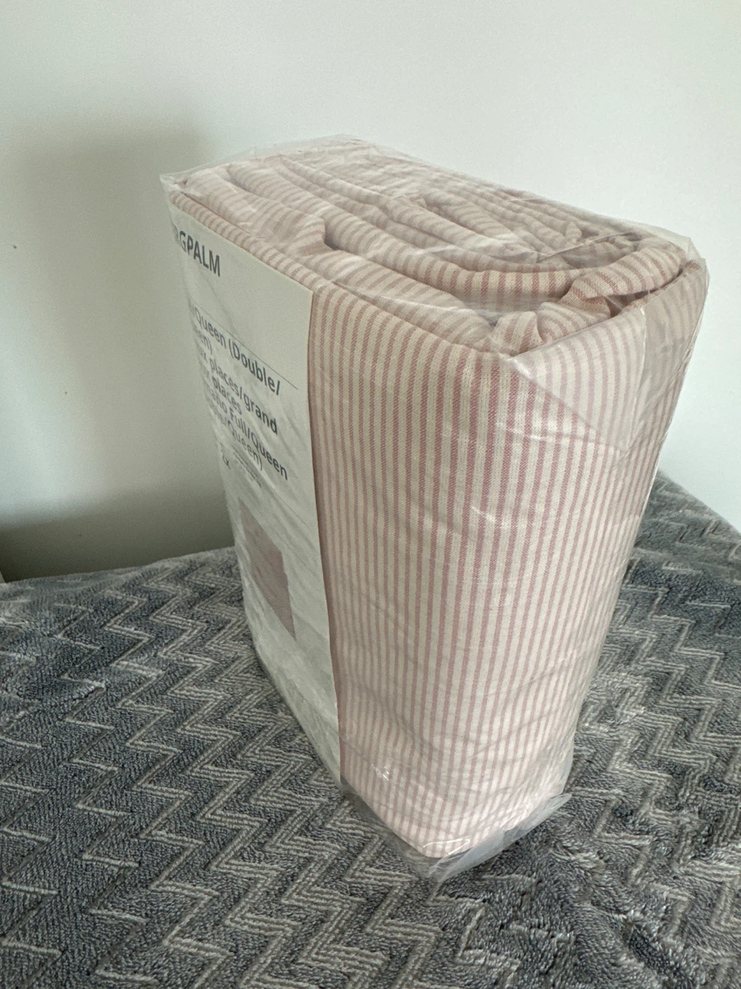 BERGPLAM Full/Queen Striped Duvet Cover Set - Pink/White - photo 3