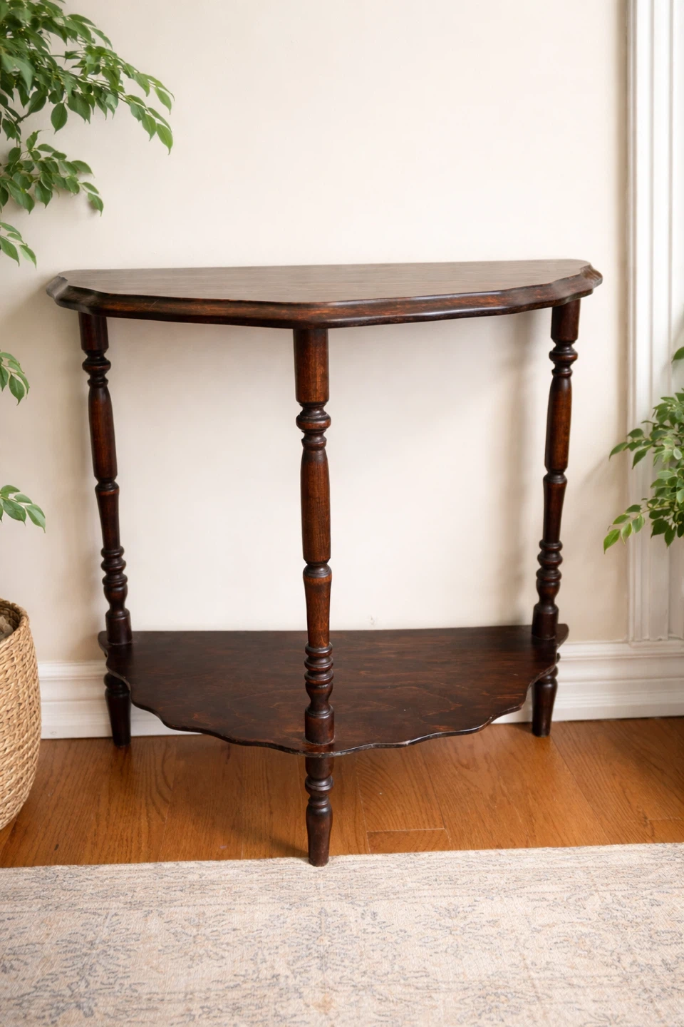 Dark Wood Console Table with Shelf