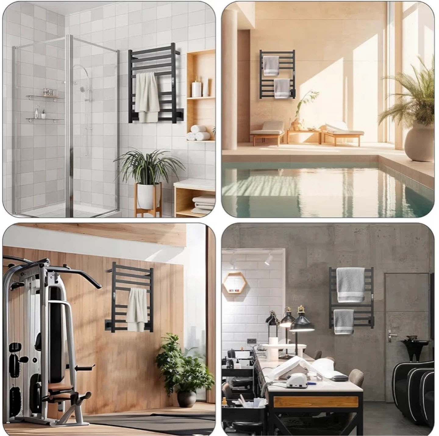 Matte Black Stainless Steel 7-Bar Heated Towel Rack - photo 4