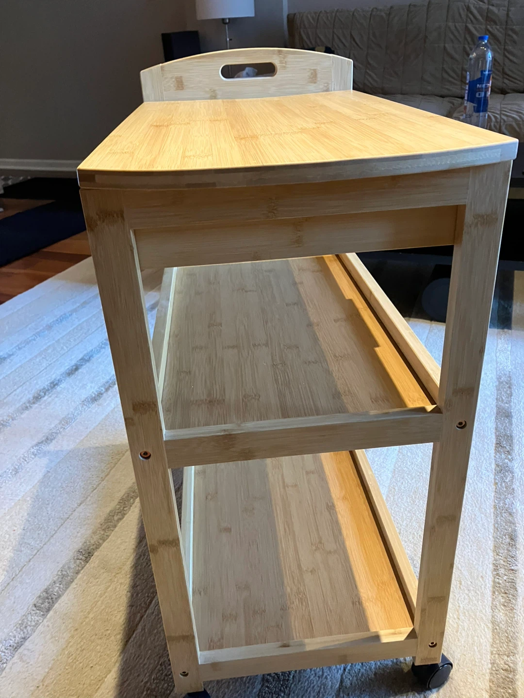 Bamboo Rolling Kitchen Cart with Drawer, Shelves - photo 4