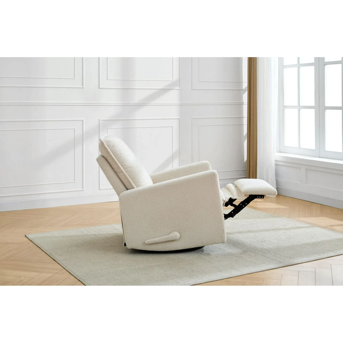 Concord Baby Boucle Swivel Glider Cream Boucle Recliner Chair - photo 2