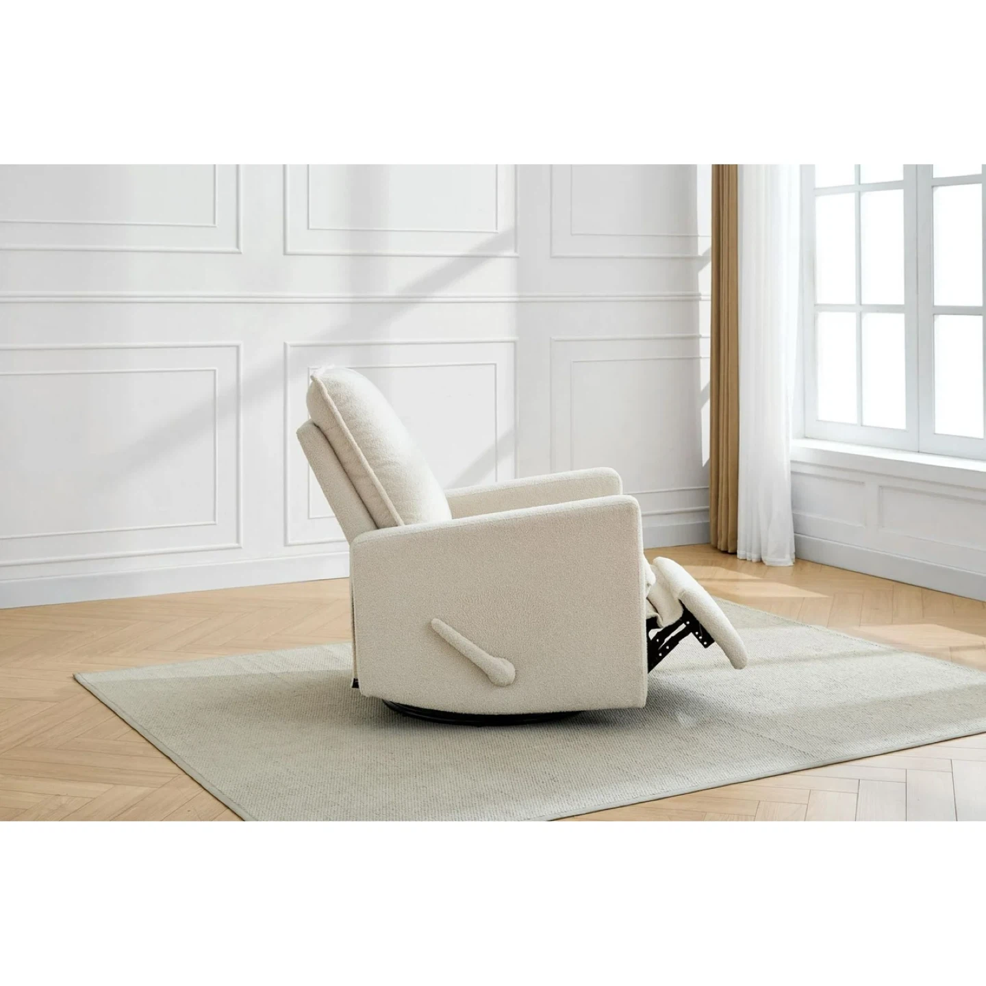 Concord Baby Boucle Swivel Glider Cream Boucle Recliner Chair - photo 3