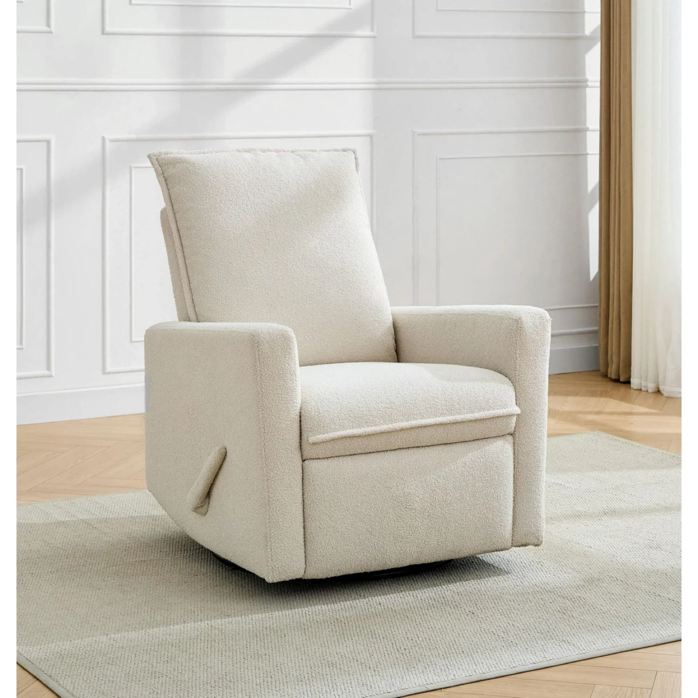 Concord Baby Boucle Swivel Glider Cream Boucle Recliner Chair