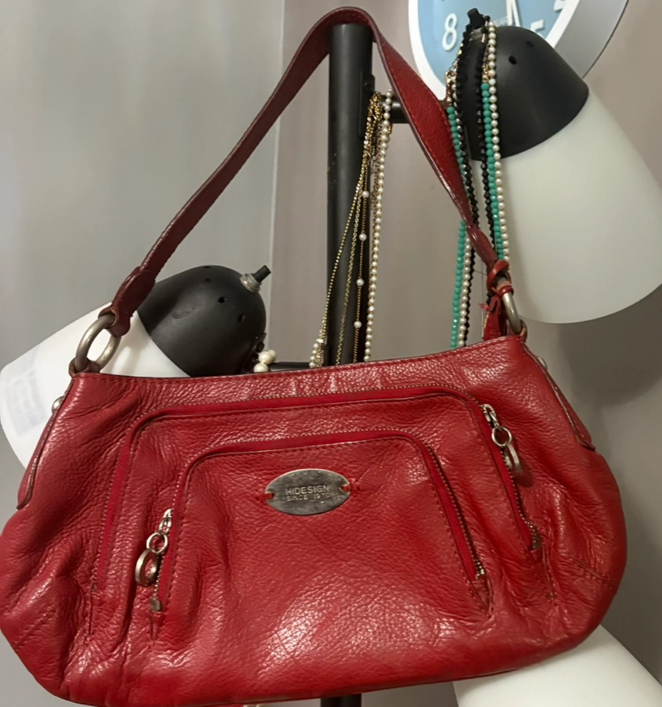 Hidesign Red Leather Shoulder Bag