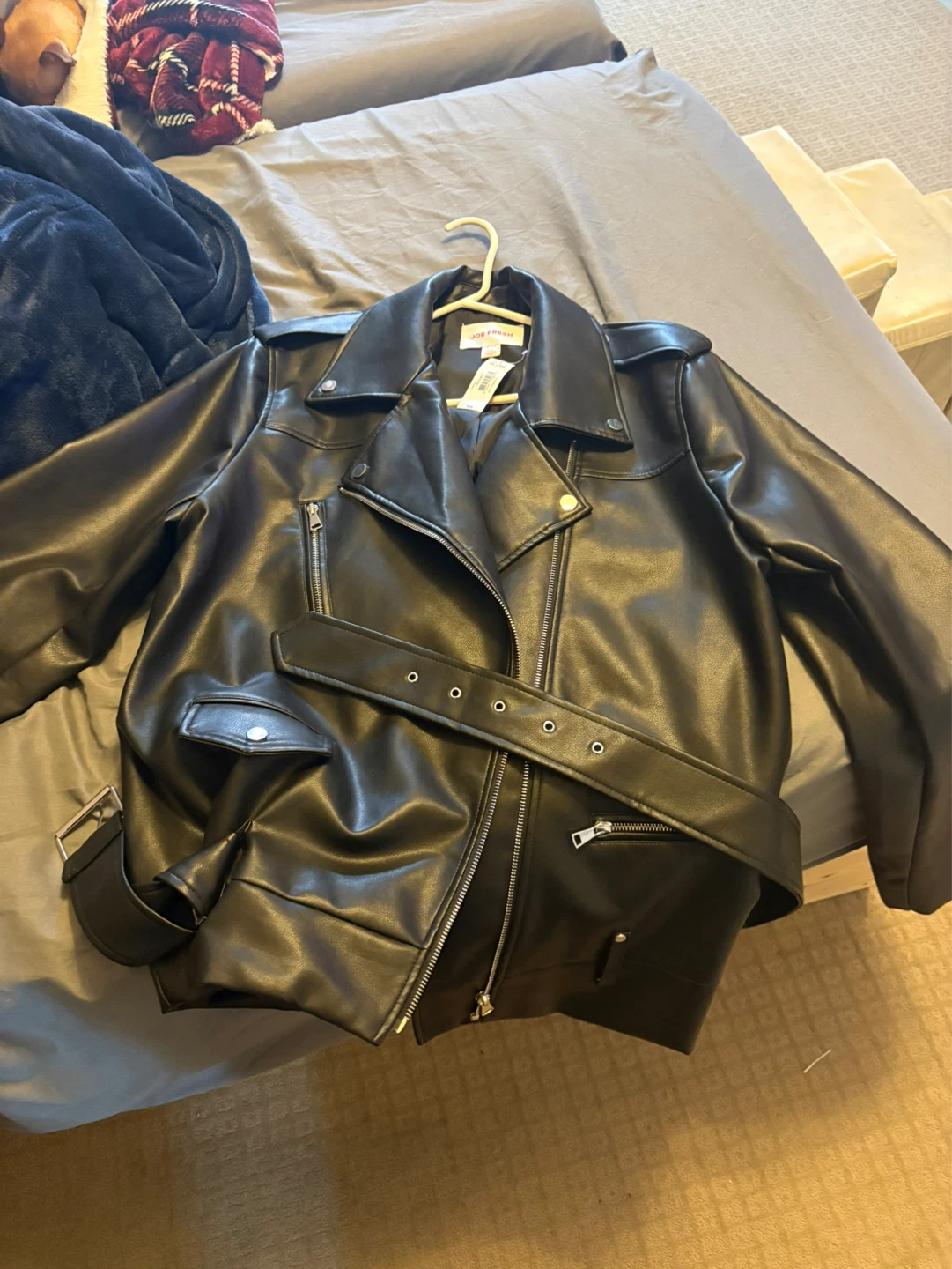Joe Fresh Black Faux Leather Moto Jacket XL/TG