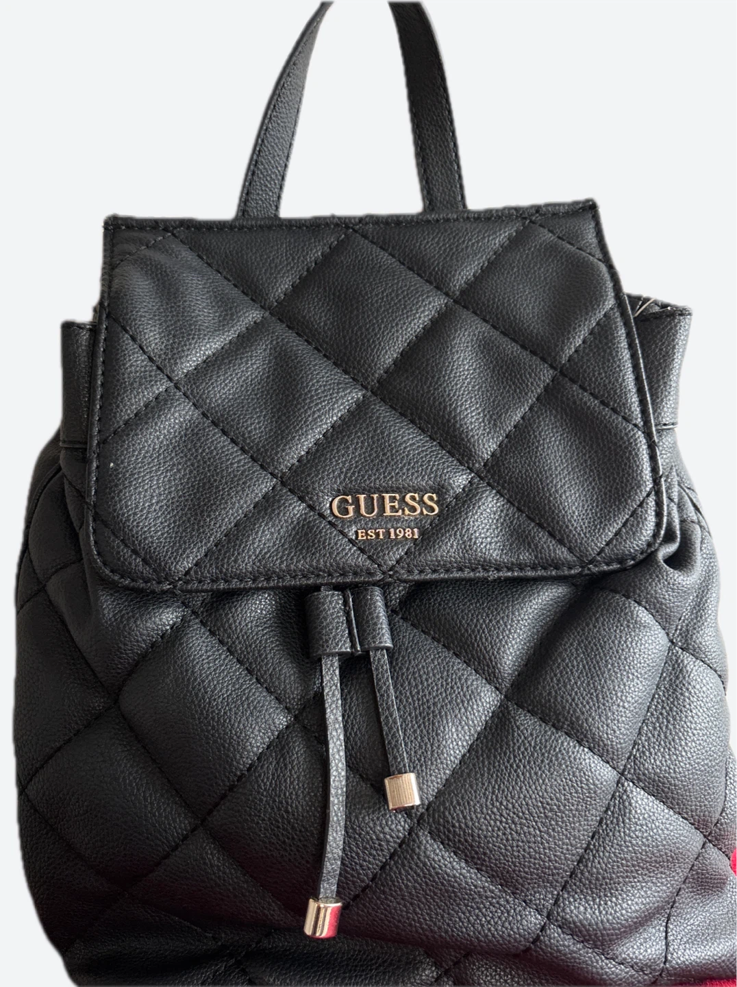 Guess Quilted Black Faux Leather Backpack