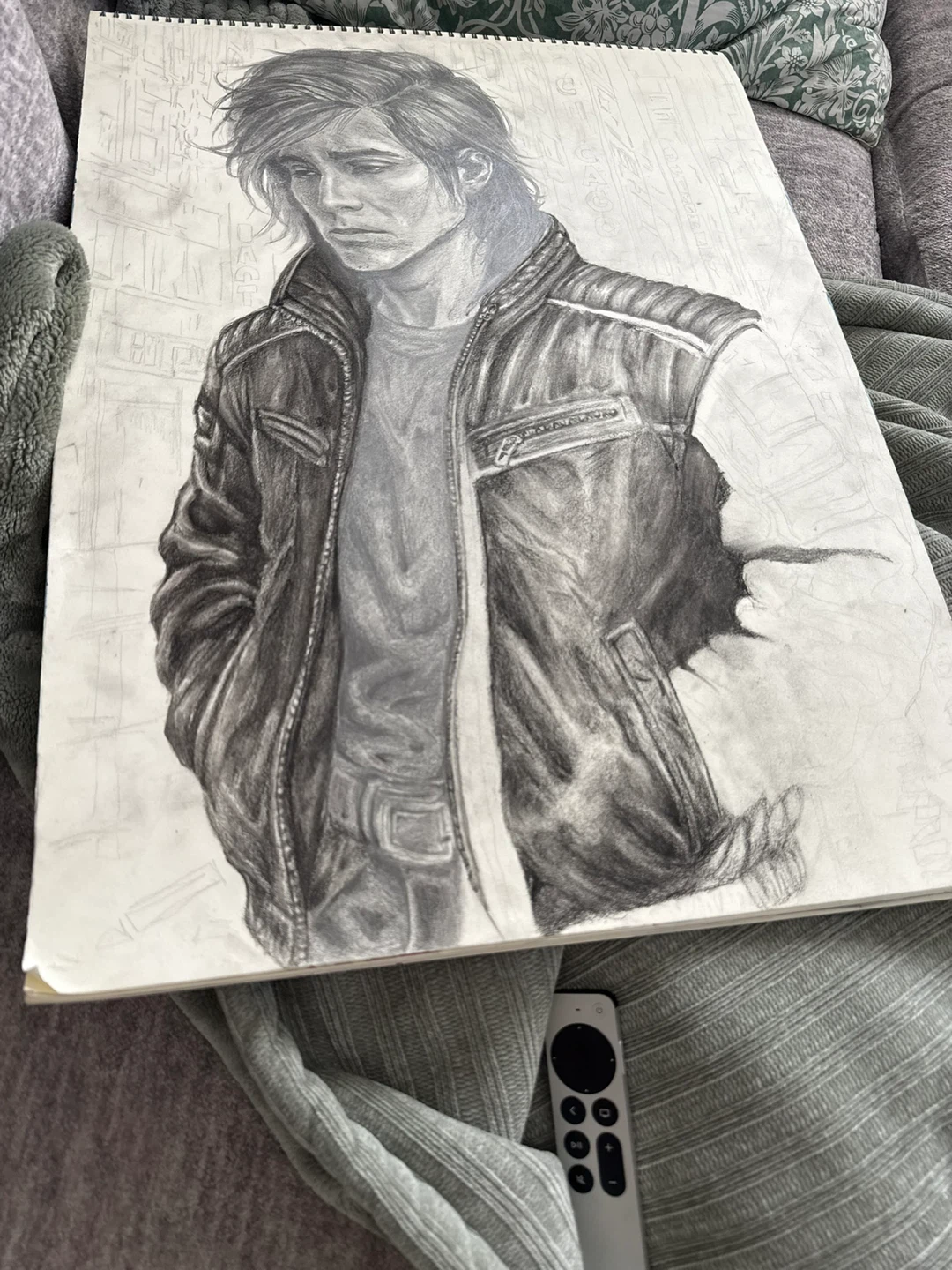 LARGE 28x22 1/4 Charcoal Sketch and Framed - photo 3