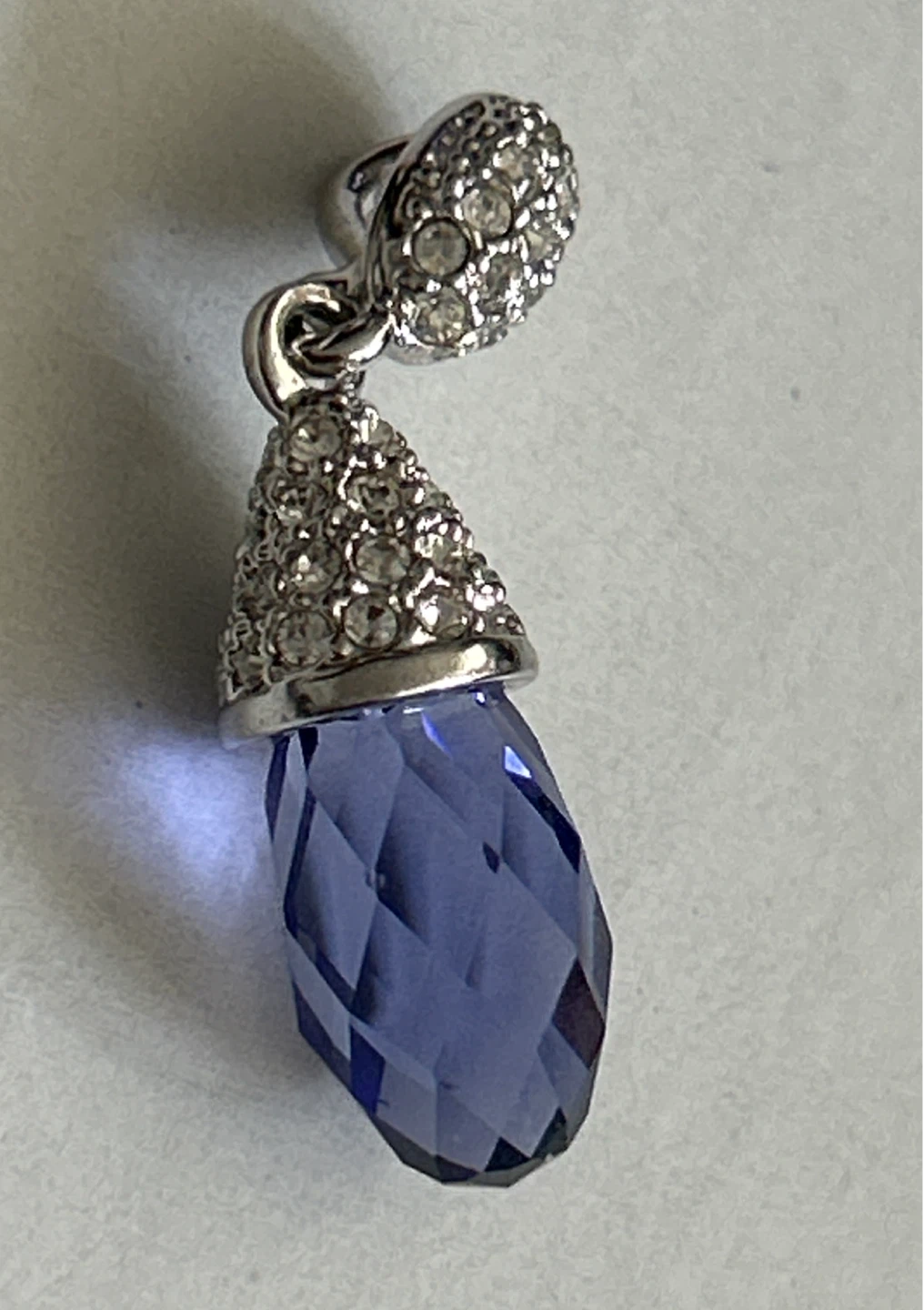 Pendant with Blue/Purple Gemstone and Rhinestones - photo 2