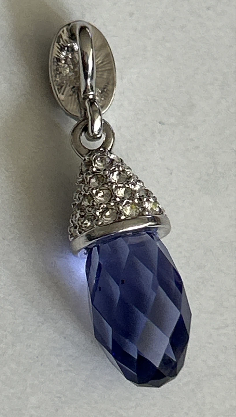 Pendant with Blue/Purple Gemstone and Rhinestones - photo 3